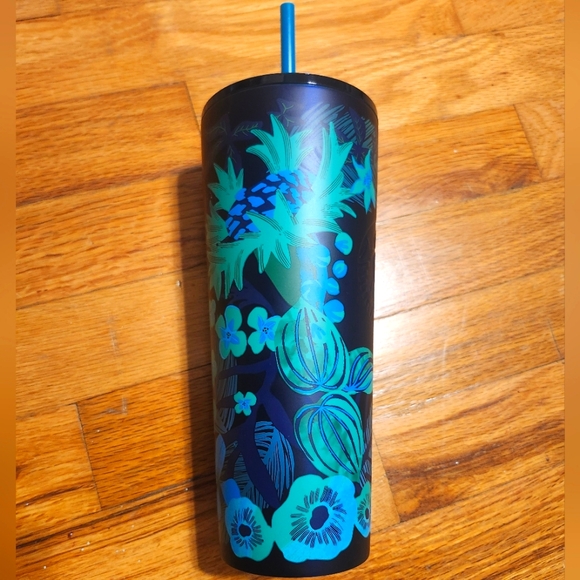 Starbucks Summer 2022 Rare Limited Straw Cup Tumbler Blue Green Floral - Picture 3 of 5